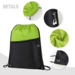 Two-Tone Drawstring Backpack With Front Zipper