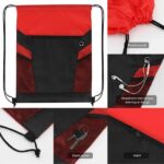 Zippered Drawstring Backpack With Mesh Pockets