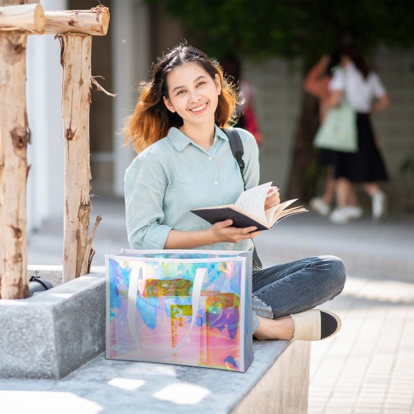 TPU Holographic Tote Bag With Leather Handle TPU Holographic Tote Bag With Leather Handle