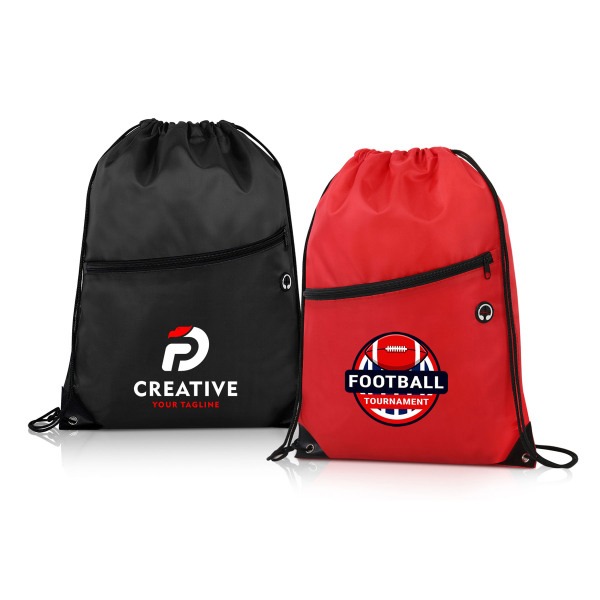 Drawstring Backpack with Front Zipper Pocket Drawstring Backpack with Front Zipper Pocket