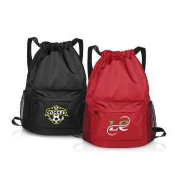 Waterproof Drawstring Backpack With Mesh Pockets