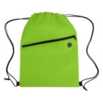 Non-Woven Sports Drawstring Bag with Front Zipper