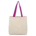 8 Oz Cotton Tote Bag With Contrast Color Web Handles