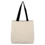 8 Oz Cotton Tote Bag With Contrast Color Web Handles