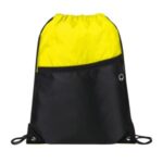 Two-Tone Drawstring Backpack With Front Zipper