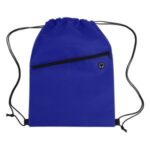 Non-Woven Sports Drawstring Bag with Front Zipper