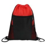 Zippered Drawstring Backpack With Mesh Pockets