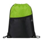 Two-Tone Drawstring Backpack With Front Zipper