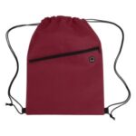 Non-Woven Sports Drawstring Bag with Front Zipper