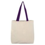 8 Oz Cotton Tote Bag With Contrast Color Web Handles