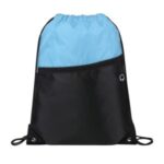 Two-Tone Drawstring Backpack With Front Zipper