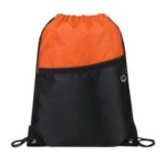 Two-Tone Drawstring Backpack With Front Zipper