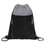 Zippered Drawstring Backpack With Mesh Pockets