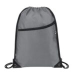 420D Heavy Duty Drawstring Backpack With Front Zipper