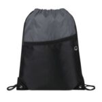 Two-Tone Drawstring Backpack With Front Zipper