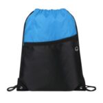 Two-Tone Drawstring Backpack With Front Zipper