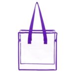Clear Vinyl Stadium Compliant Zippered Tote Bag