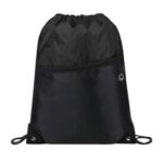 Two-Tone Drawstring Backpack With Front Zipper