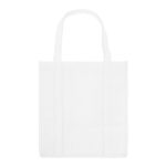 Item# PR 3102 – Make shopping smarter and more sustainable with our Non-Woven Grocery Tote Bag with Bottom Insert. Designed for strength and stability, this tote features a reinforced bottom insert that adds structure and support, perfect for groceries, beach, travel, vacations, tradeshows, events, and more. Crafted from eco-friendly, lightweight 80GSM Non-woven, it’s reusable, recyclable, and a great alternative to single-use plastic bags. The spacious interior has with reinforced handle. Customize it with a logo, quote, or any custom design for promotion or branding. Get a free quote now!