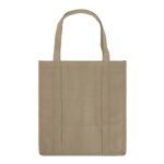 Item# PR 3102 – Make shopping smarter and more sustainable with our Non-Woven Grocery Tote Bag with Bottom Insert. Designed for strength and stability, this tote features a reinforced bottom insert that adds structure and support, perfect for groceries, beach, travel, vacations, tradeshows, events, and more. Crafted from eco-friendly, lightweight 80GSM Non-woven, it’s reusable, recyclable, and a great alternative to single-use plastic bags. The spacious interior has with reinforced handle. Customize it with a logo, quote, or any custom design for promotion or branding. Get a free quote now!
