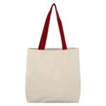 8 Oz Cotton Tote Bag With Contrast Color Web Handles