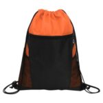 Zippered Drawstring Backpack With Mesh Pockets