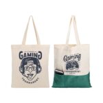 Two-Tone Cotton/ Burlap Tote with Pocket