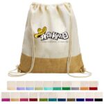 Two-Tone Cotton/ Burlap Drawstring Bag