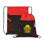 Zippered Drawstring Backpack With Mesh Pockets