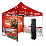 10'X10' Commercial Steel Frame Tent Kit w/ Full Back Wall+2 Half Side Walls