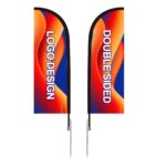 Large 15′ Custom Feather Flag Knit Double Sided W/ Spike Base