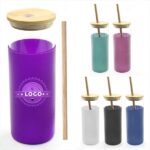 17 oz Glass Tumbler Water Bottle with Straw