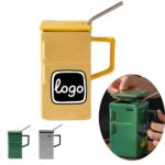 19oz Refrigerator shaped Ceramic Mug with Straw
