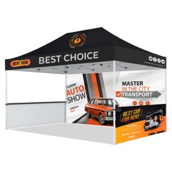 10' X 15' Custom Printed Pop Up Tent Kit, Full Wall & 2 Half Walls