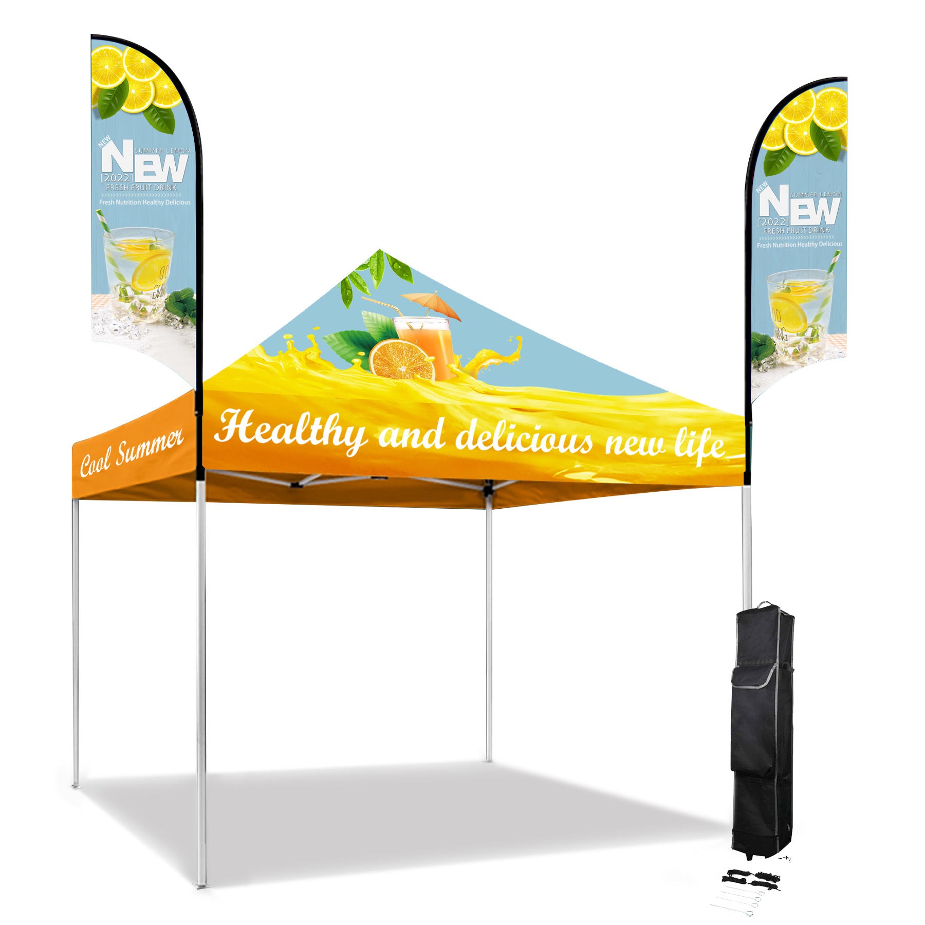 10' Custom Printed Aluminum Frame Tent w/ 2 Double Sided Flag Mount Kit 10' Custom Printed Aluminum Frame Tent w/ 2 Double Sided Flag Mount Kit