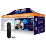 10′ X 20′ Hex Aluminum Frame w/ Full Color Canopy + 3 Full Walls