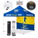 10′ X 10′ Heavy Duty Pop Up Canopy Tent w/ Back Full Wall (Dye Sublimation)