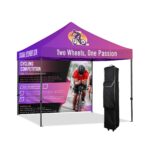 10x10ft Deluxe Black Steel Frame Tent Kit w/ Dye Sublimation Canopy+Full Back Wall