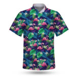 Men’s 135gsm Custom Dye Sublimation Hawaiian Shirt-Stretch Poly (1)