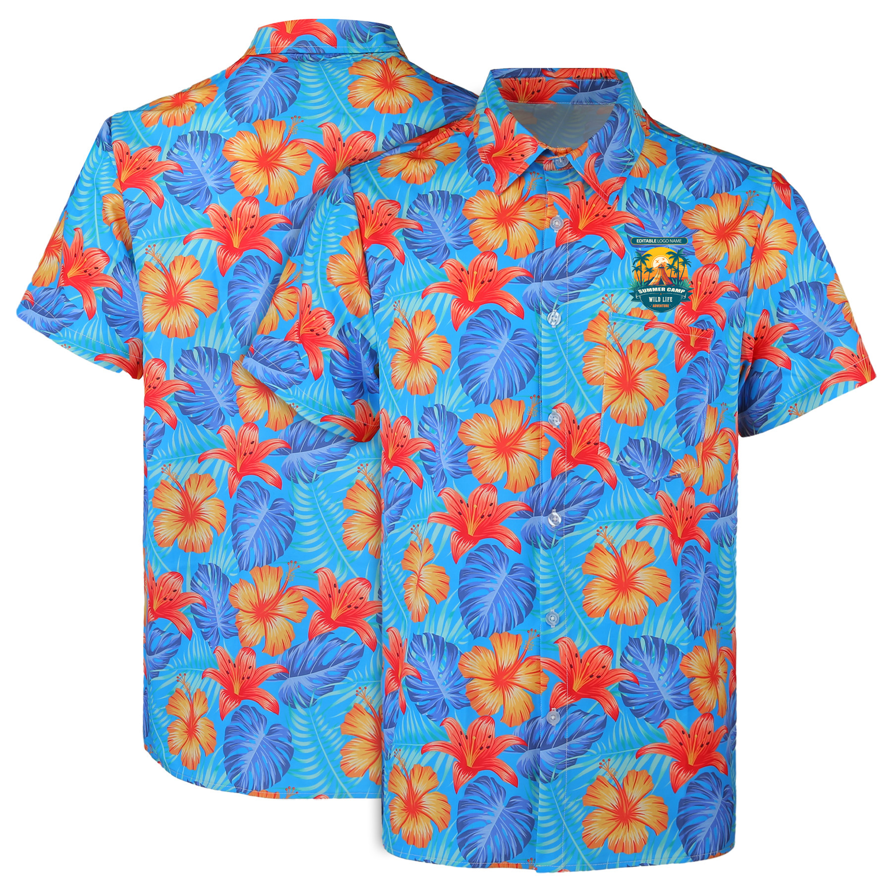 Men's Custom Sublimated Hawaiian Shirt W Pocket (2) Men's Custom Sublimated Hawaiian Shirt W/ Pocket