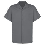 Men’s Solid Short Sleeve Camp Collar Shirt (8)