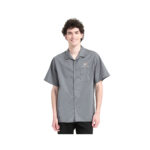 Men’s Solid Short Sleeve Camp Collar Shirt (8)